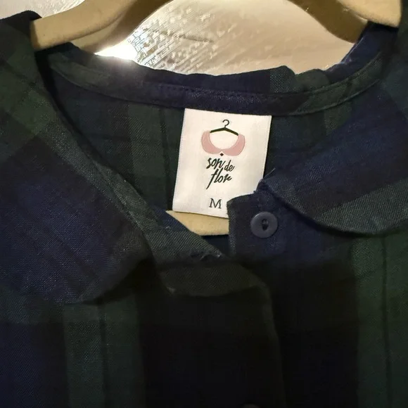 Son de Flor Classic Dress, Long Sleeve - Blue Tartan / M